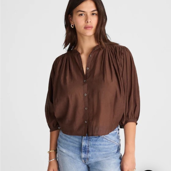 Madewell Tops - Madewell roasted chicory Balloon-Sleeve Top